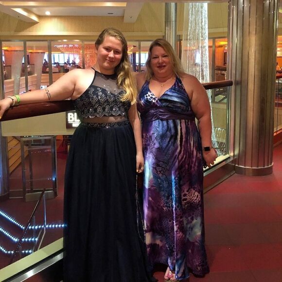 Teeze Me Nights Formal Blue Dress Maxi Prom Like New Size 15 - Picture 2 of 16